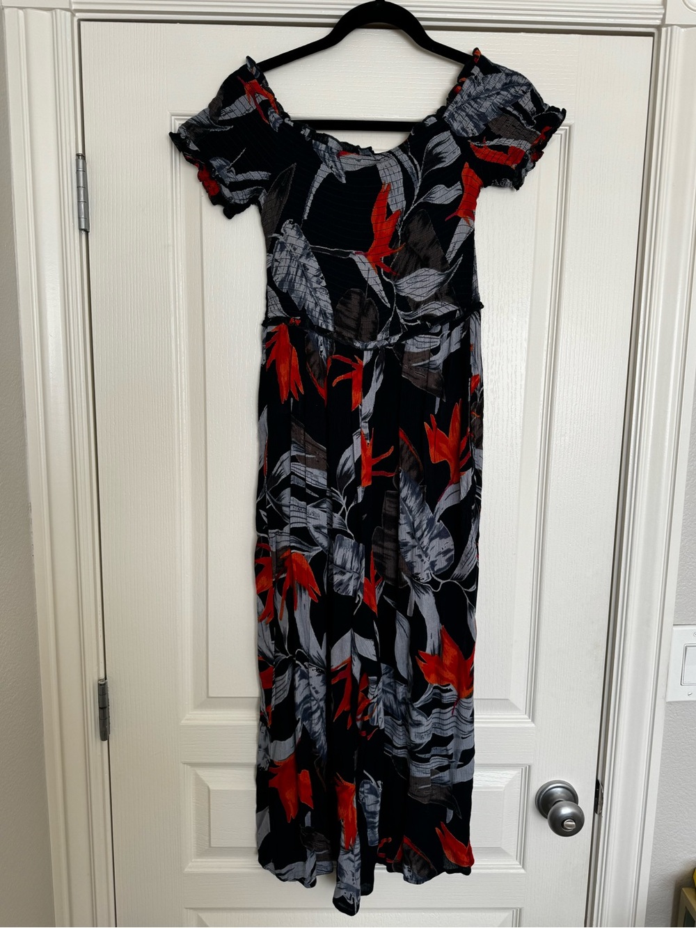 Navy Floral Off-Shoulder Jumpsuit